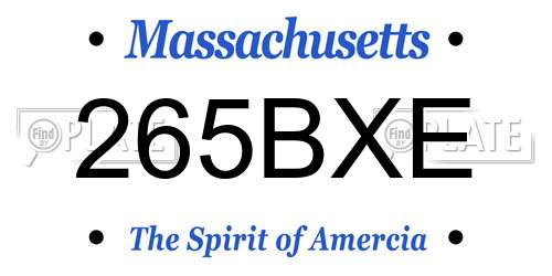 265BXE Massachusetts License Plate