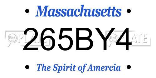 265BY4 Massachusetts License Plate