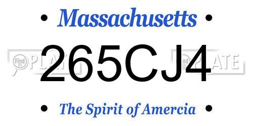 265CJ4 Massachusetts License Plate