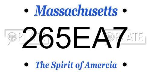 265EA7 Massachusetts License Plate