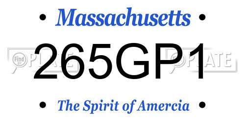 265GP1 Massachusetts License Plate