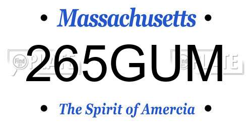 265GUM Massachusetts License Plate