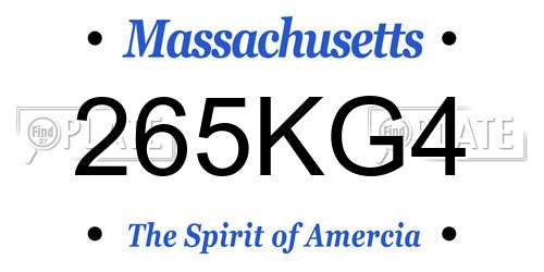 265KG4 Massachusetts License Plate