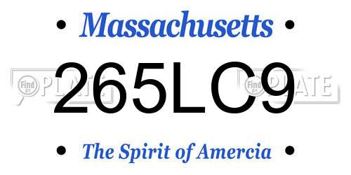 265LC9 Massachusetts License Plate