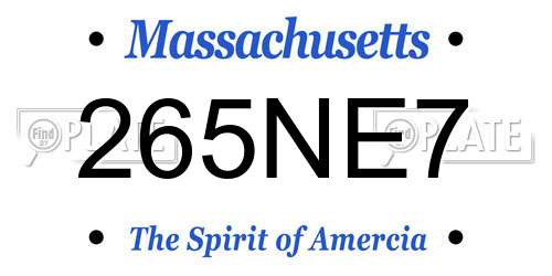 265NE7 Massachusetts License Plate