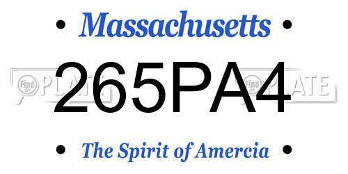 265PA4 Massachusetts License Plate