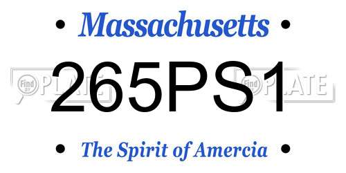 265PS1 Massachusetts License Plate