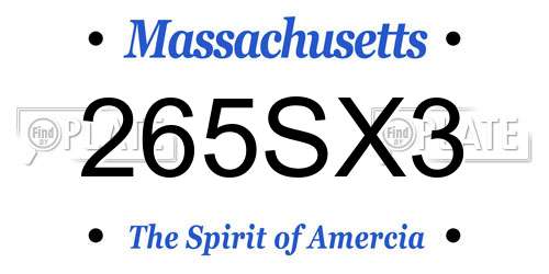 265SX3 Massachusetts License Plate