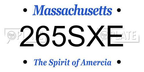 265SXE Massachusetts License Plate