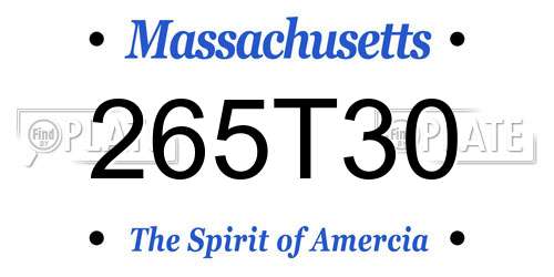 265T30 Massachusetts License Plate