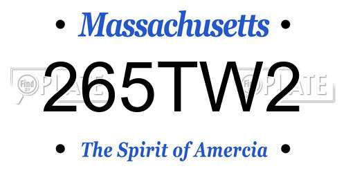 265TW2 Massachusetts License Plate