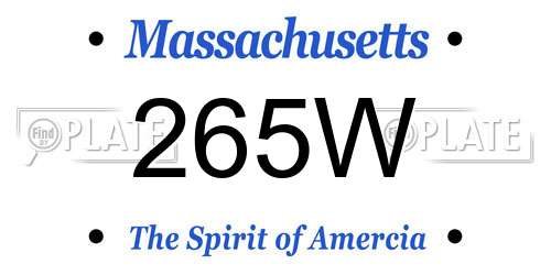 265W Massachusetts License Plate