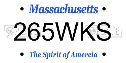 265WKS Massachusetts License Plate