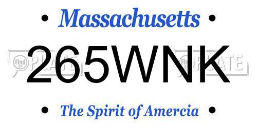 265WNK Massachusetts License Plate