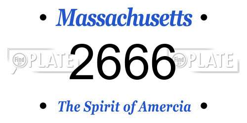 2666 Massachusetts License Plate