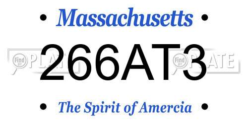 266AT3 Massachusetts License Plate