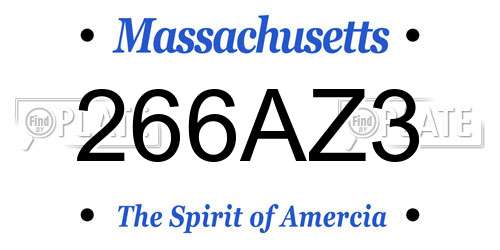 266AZ3 Massachusetts License Plate