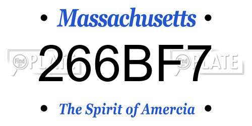 266BF7 Massachusetts License Plate