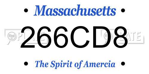 266CD8 Massachusetts License Plate