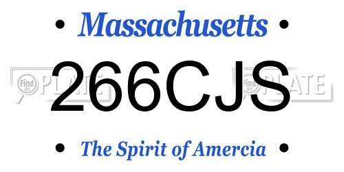 266CJS Massachusetts License Plate
