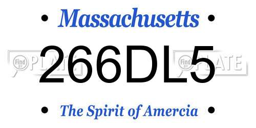 266DL5 Massachusetts License Plate