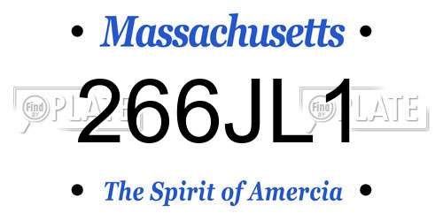 266JL1 Massachusetts License Plate