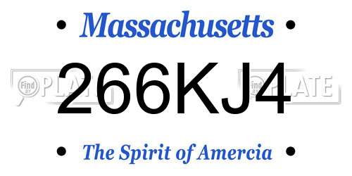 266KJ4 Massachusetts License Plate