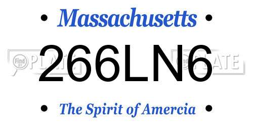 266LN6 Massachusetts License Plate