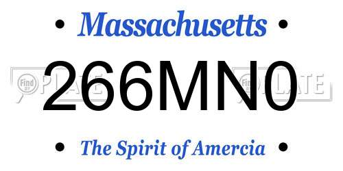 266MN0 Massachusetts License Plate