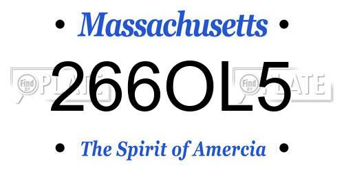 266OL5 Massachusetts License Plate