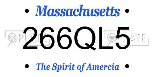266QL5 Massachusetts License Plate