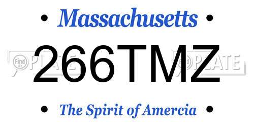 266TMZ Massachusetts License Plate