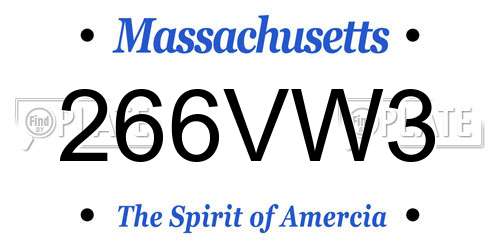 266VW3 Massachusetts License Plate