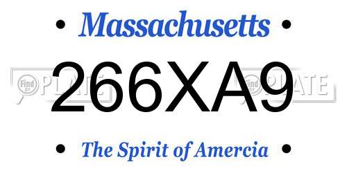 266XA9 Massachusetts License Plate