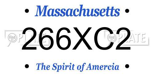 266XC2 Massachusetts License Plate