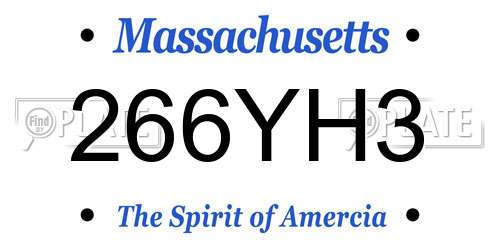 266YH3 Massachusetts License Plate