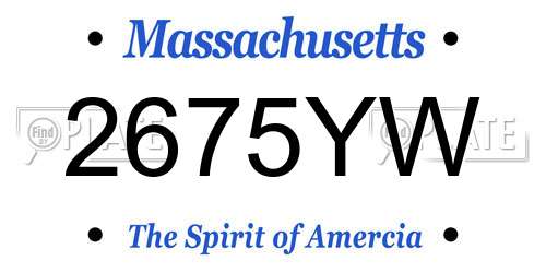 2675YW Massachusetts License Plate