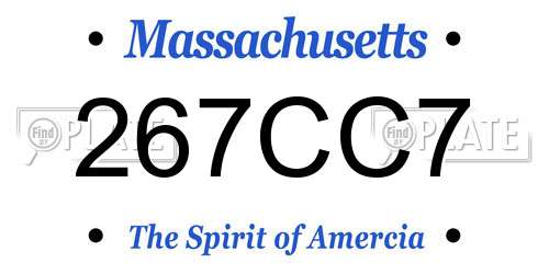 267CC7 Massachusetts License Plate