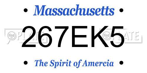 267EK5 Massachusetts License Plate