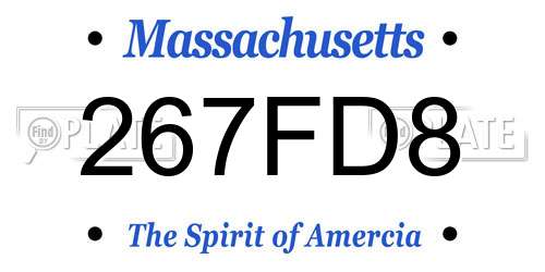 267FD8 Massachusetts License Plate