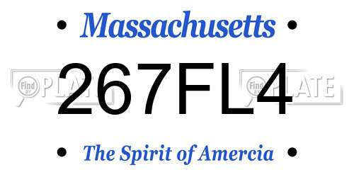 267FL4 Massachusetts License Plate