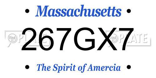 267GX7 Massachusetts License Plate