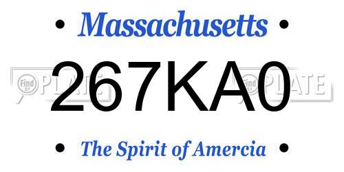 267KA0 Massachusetts License Plate