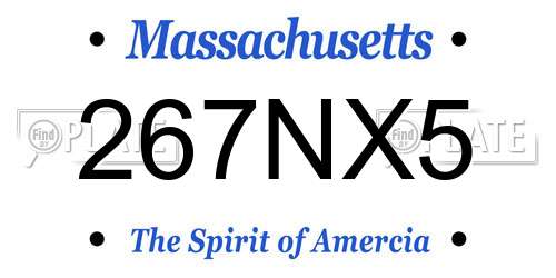 267NX5 Massachusetts License Plate