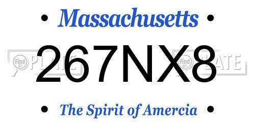 267NX8 Massachusetts License Plate