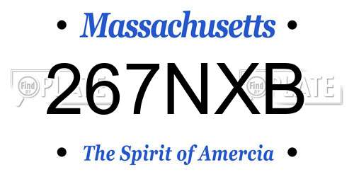 267NXB Massachusetts License Plate