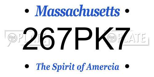267PK7 Massachusetts License Plate