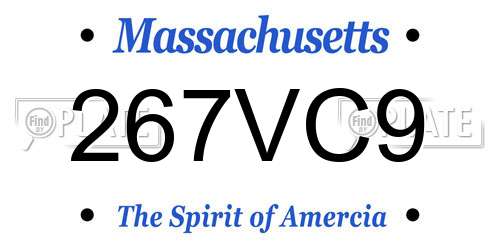 267VC9 Massachusetts License Plate