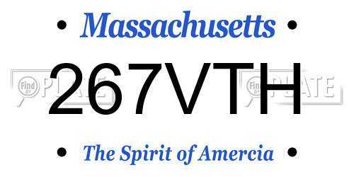267VTH Massachusetts License Plate