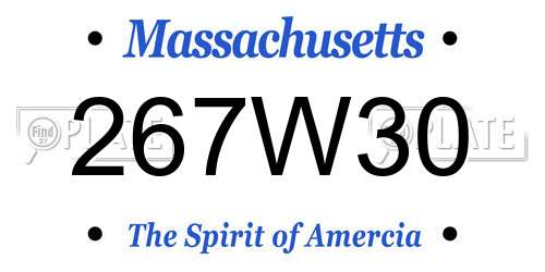 267W30 Massachusetts License Plate